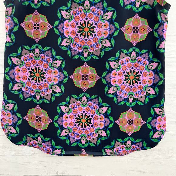 J. Crew Pink and Black Mandala Print Sleeveless Blouse Size S - Picture 4 of 7